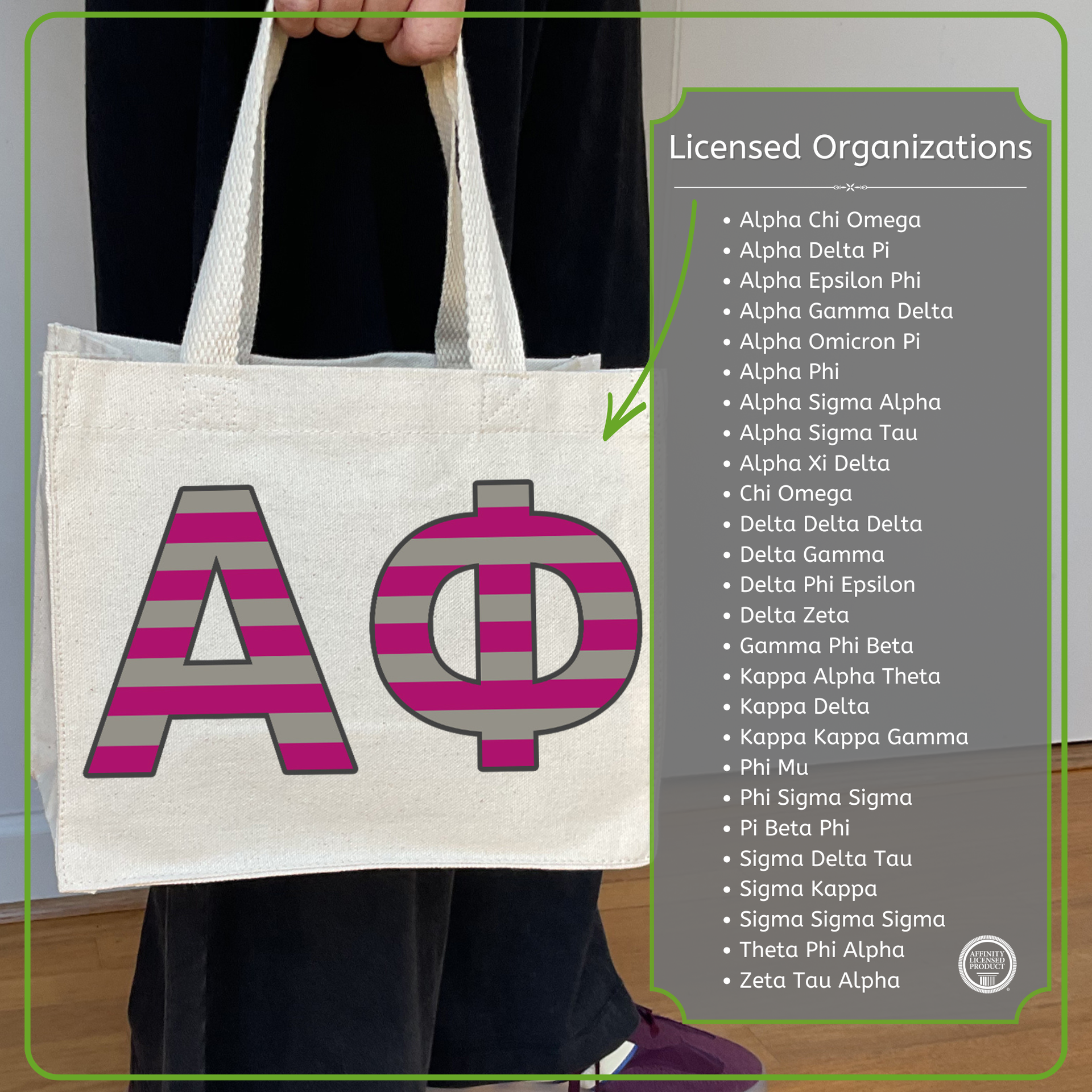 striped licensed Organizations_ a small 343 tote bag