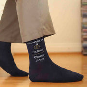 Fellowship of the rings LOTR design custom printed with wedding role and date on flat knit dress socks.