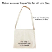 Medium messenger canvas tote bag with long strap printed with Delta Gamma sorority. 