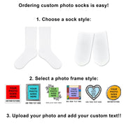 Guide to ordering custom photo socks and frame style design.