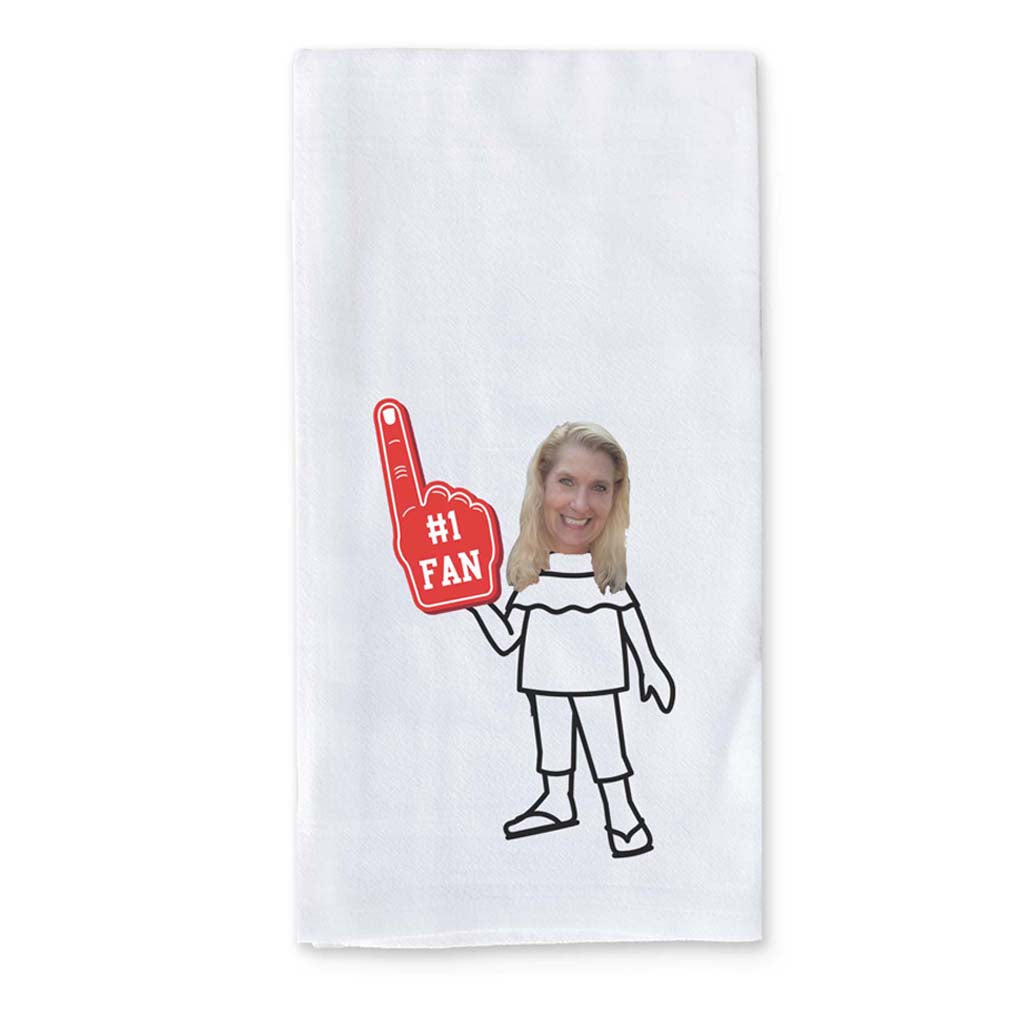 #1 Fan Custom Photo Faces Tailgate Kitchen Towel for Her