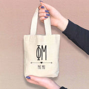 Sorority name printed with boho design on mini natural canvas tote bag makes the perfect gift for your sorority sisters.