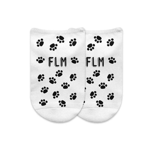 Monogrammed Socks with a Pet's Face and Paw Prints