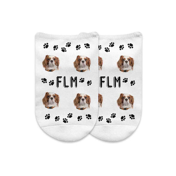 Monogrammed Socks with a Pet's Face and Paw Prints