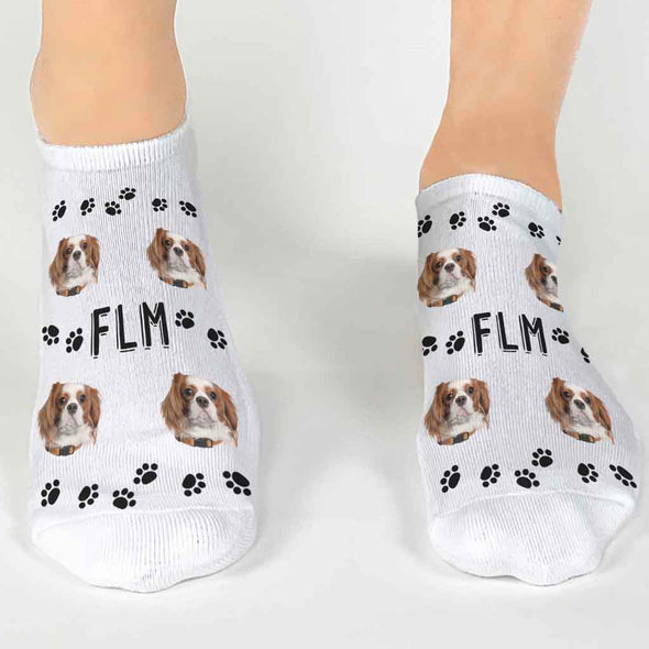 Monogrammed Socks with a Pet's Face and Paw Prints