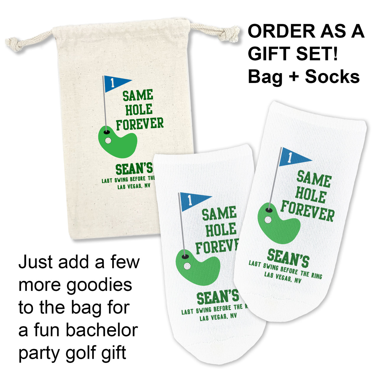 Funny Same Hole Forever Bachelor Party Golf Sock Gift Set