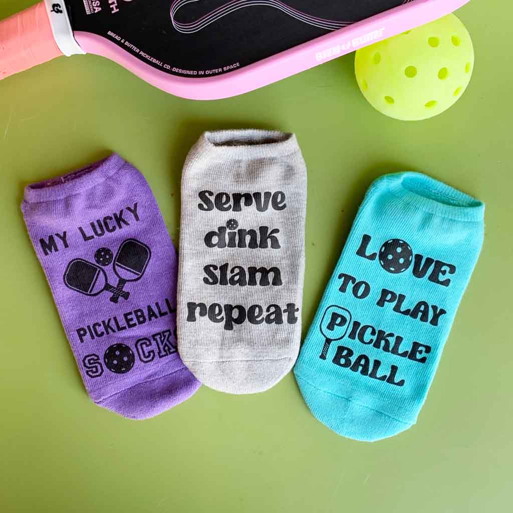 A fun gift idea for the pickleball player in your life, they'll love it (and you) for this pickleball sock set!