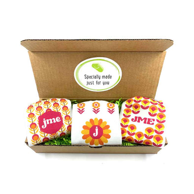 Custom Floral Pop Monogram Sock Gift Box For Women