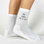 Ring bearer socks personalized with your wedding date make a great gift on your big day.
