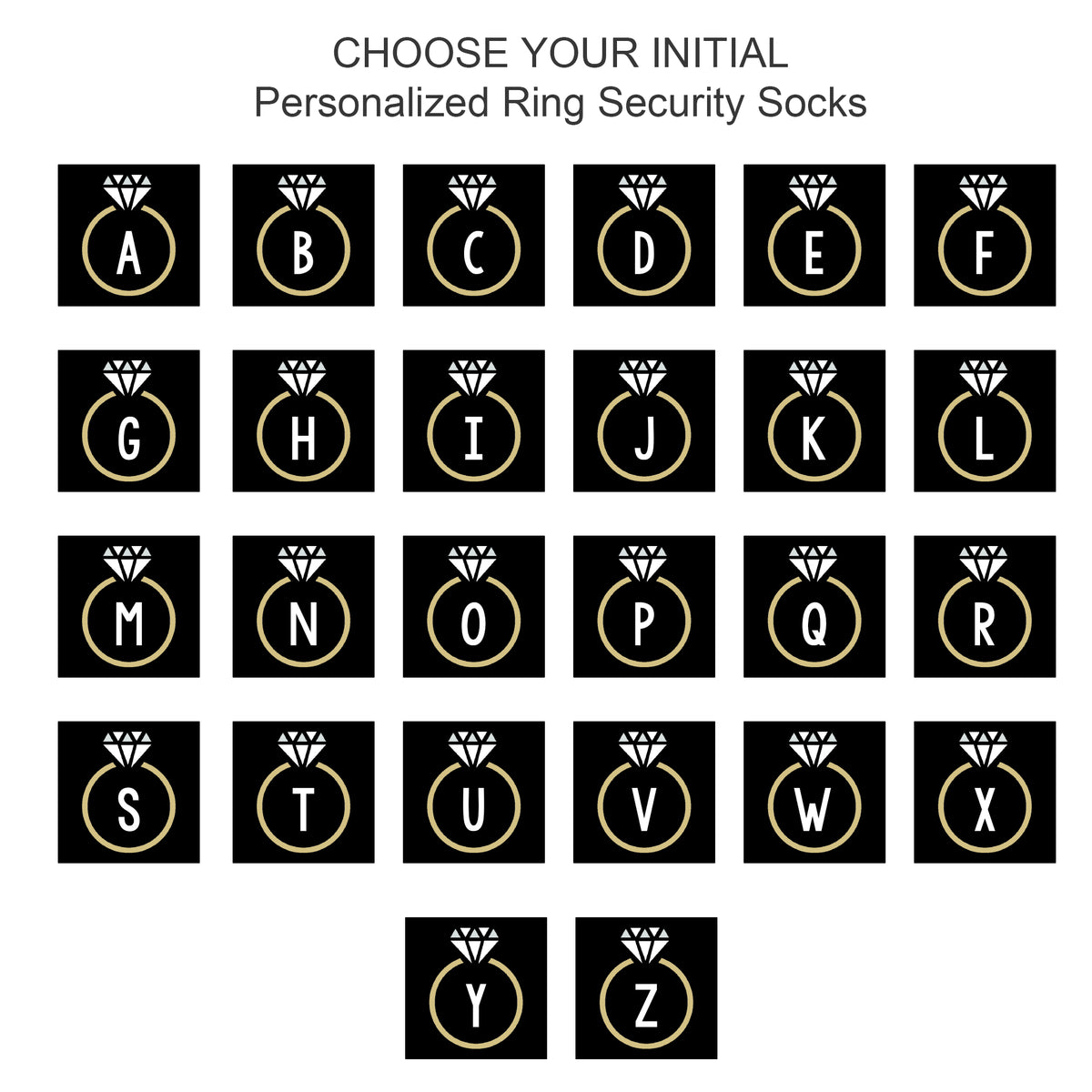 Monogram letter chart for custom socks