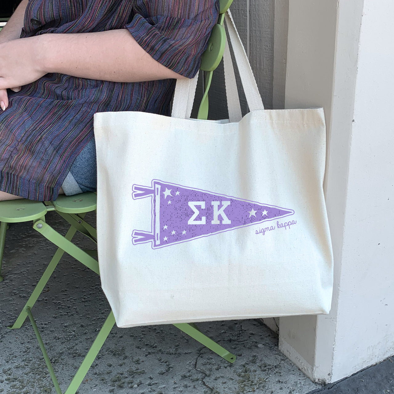Sigma Sigma Sigma Large Pennant Tote lifestyle image