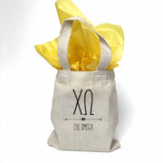 Sorority name printed with boho design on mini natural canvas tote bag makes the perfect gift for your sorority sisters.