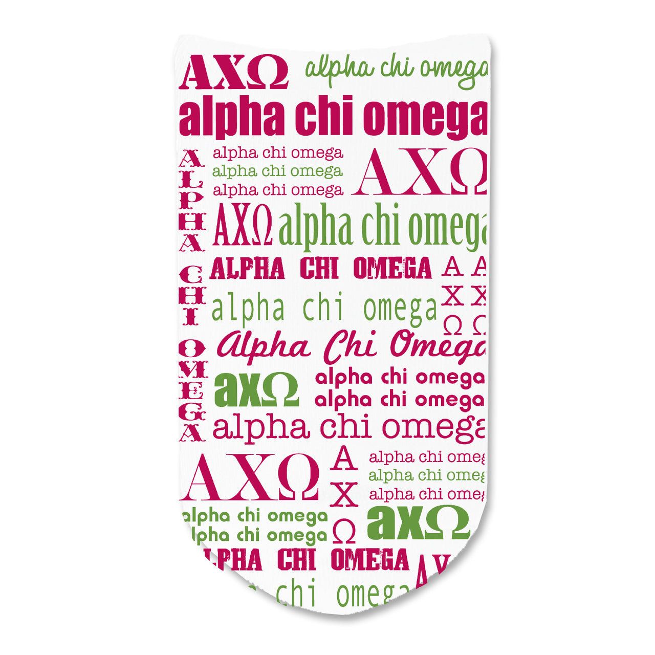 Alpha Chi Omega Sorority Word Art Full Print No Show Socks