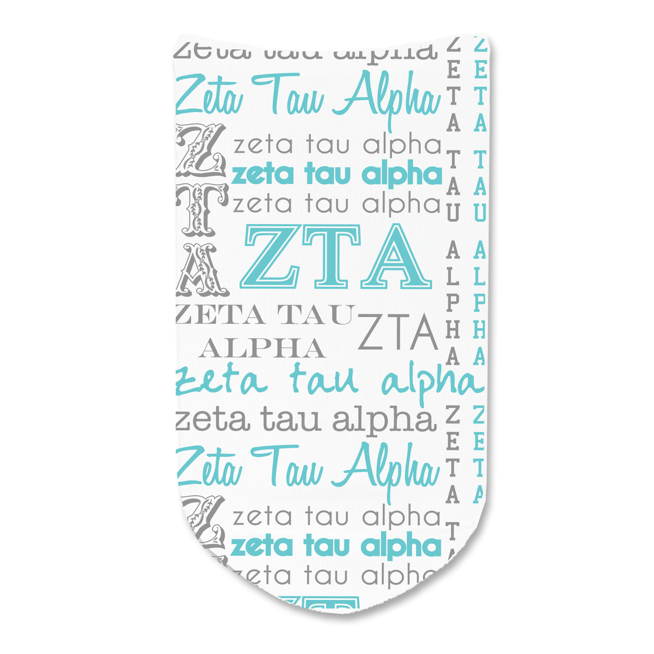 Zeta Tau Alpha Sorority Word Art Full Print No Show Socks