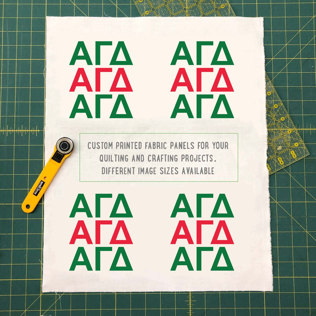 Alpha Gamma Delta Quilt Square Fabric - AGD Letters | Officially Licensed