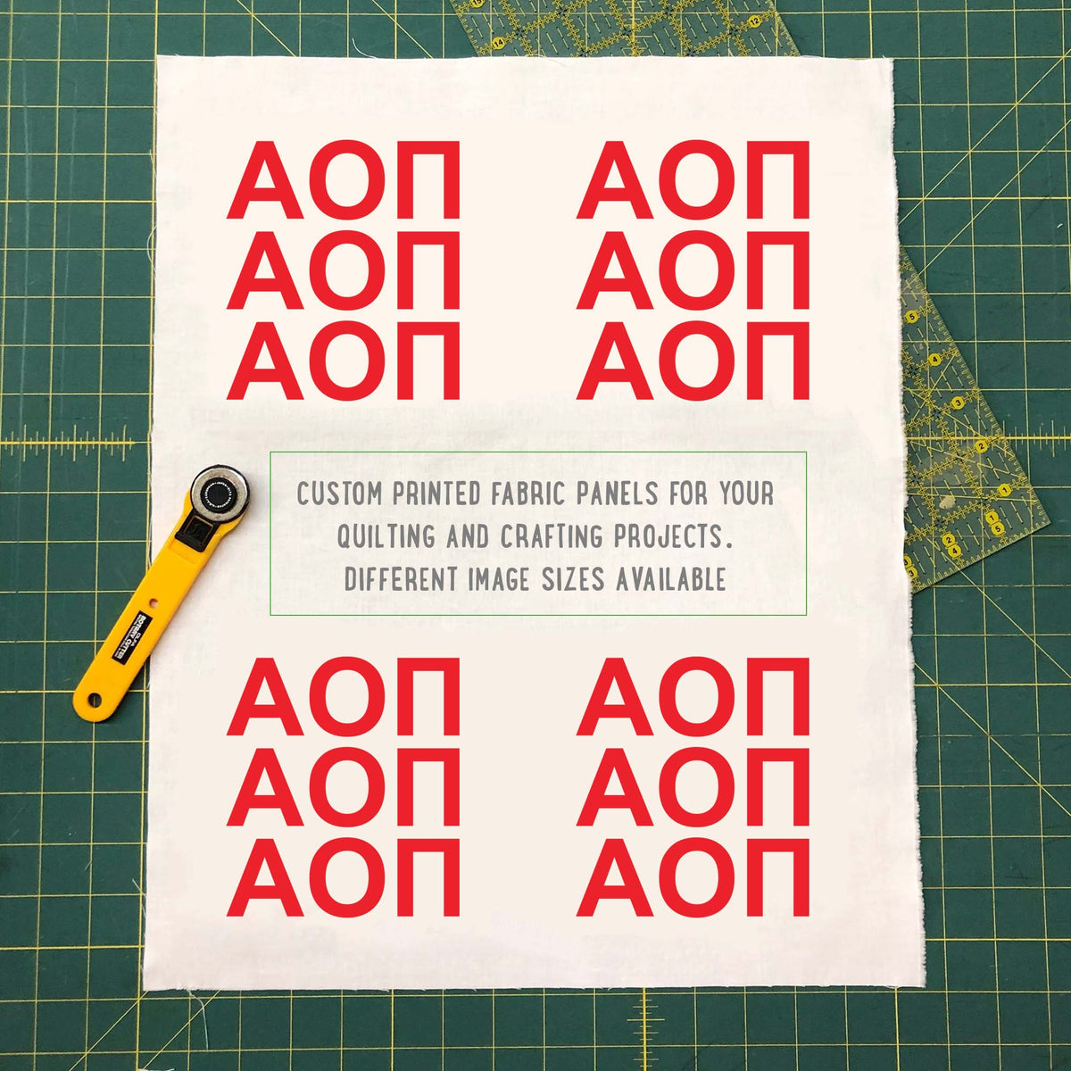 Alpha Omicron Pi Quilt Square Fabric - AOP Letters | Officially Licensed