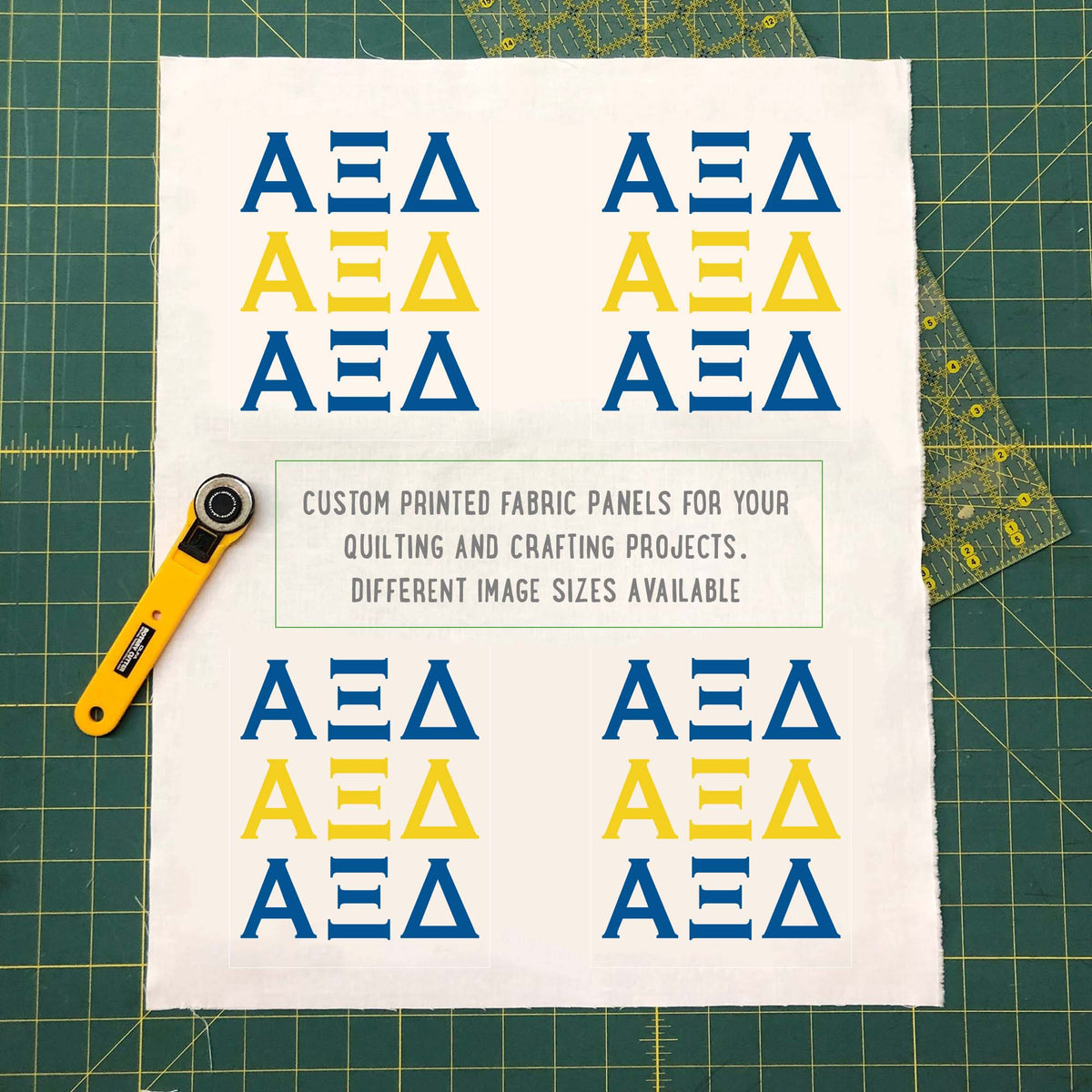 Alpha Xi Delta Quilt Square Fabric - AXiD Letters | Officially Licensed