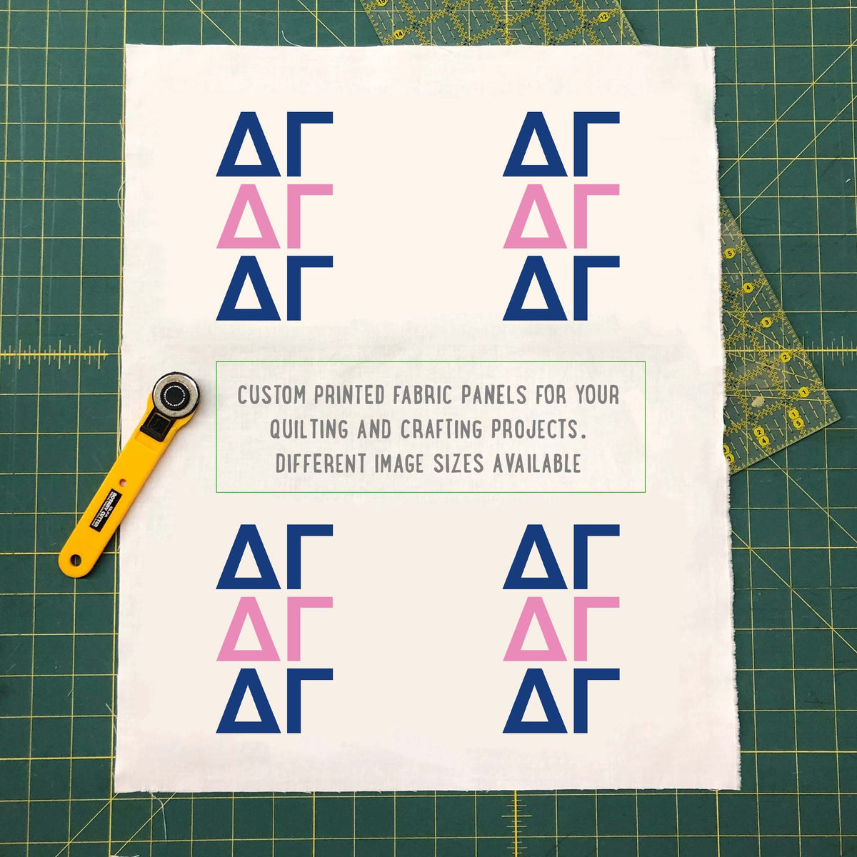 Delta Gamma Quilt Square Fabric - DG Letters | Officially Licensed