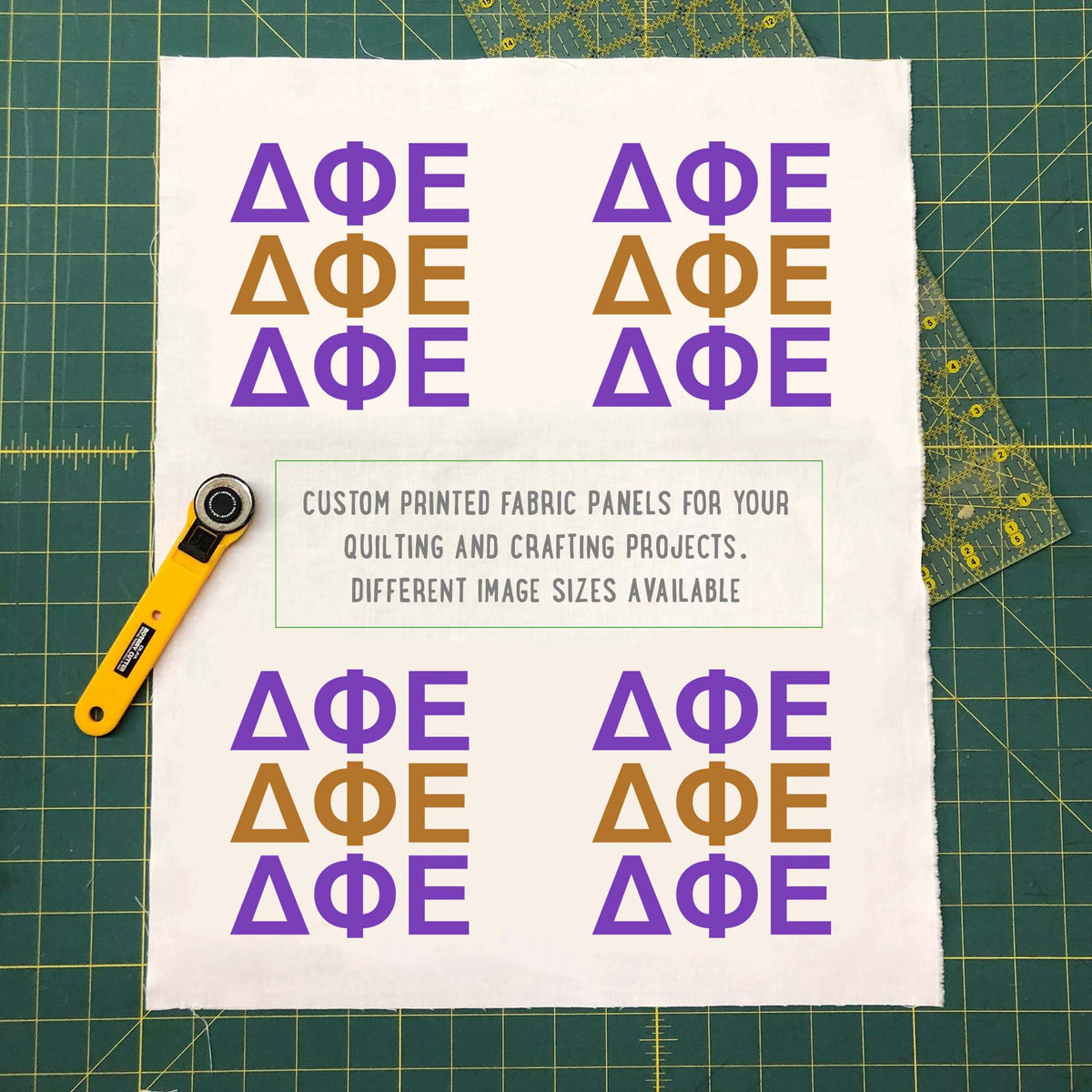 Delta Phi Epsilon Quilt Square Fabric - DPE Letters | Officially Licensed