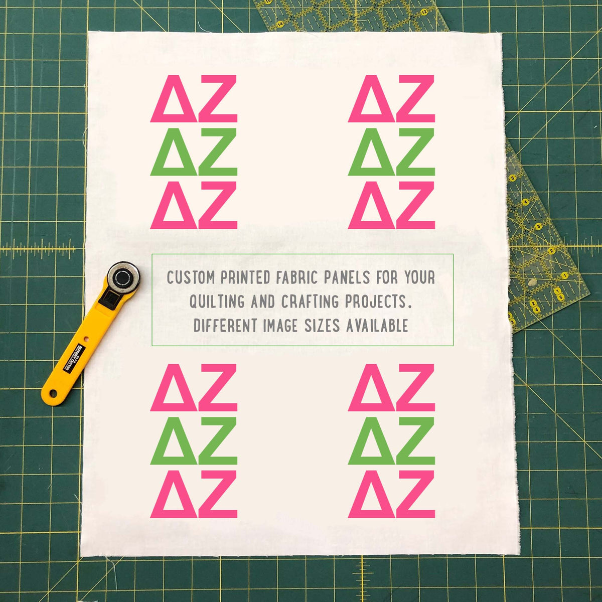 Delta Zeta Quilt Square Fabric - DZ Letters | Officially Licensed