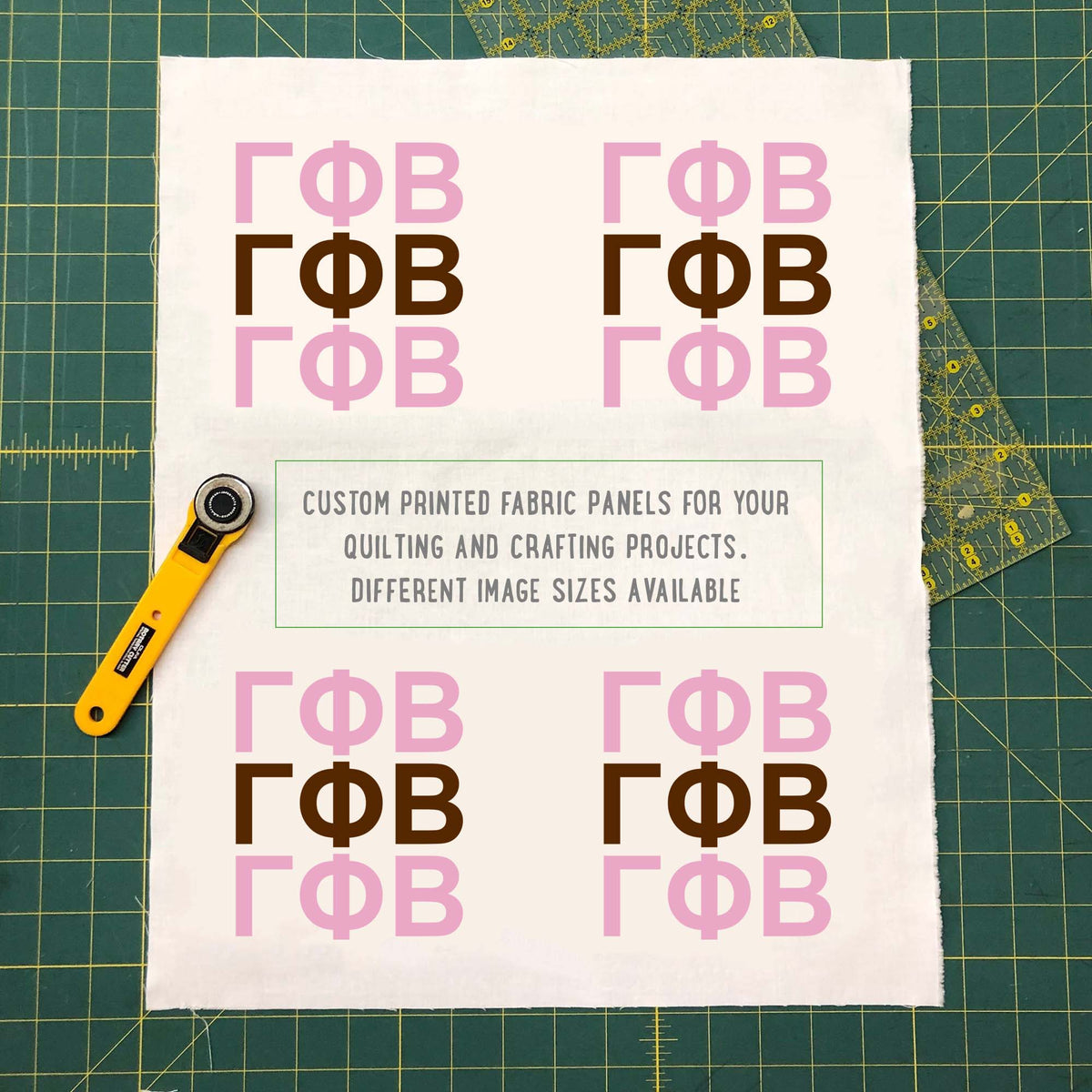 Gamma Phi Beta Quilt Square Fabric - GPB Letters | Officially Licensed