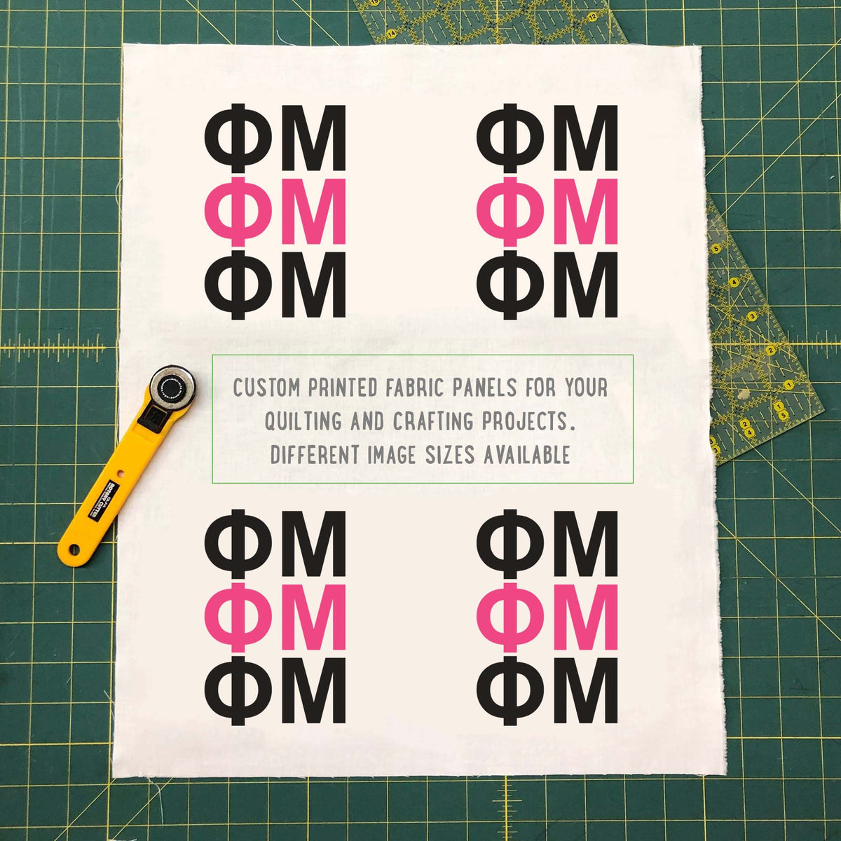 Phi Mu Quilt Square Fabric - PM Letters | Officially Licensed