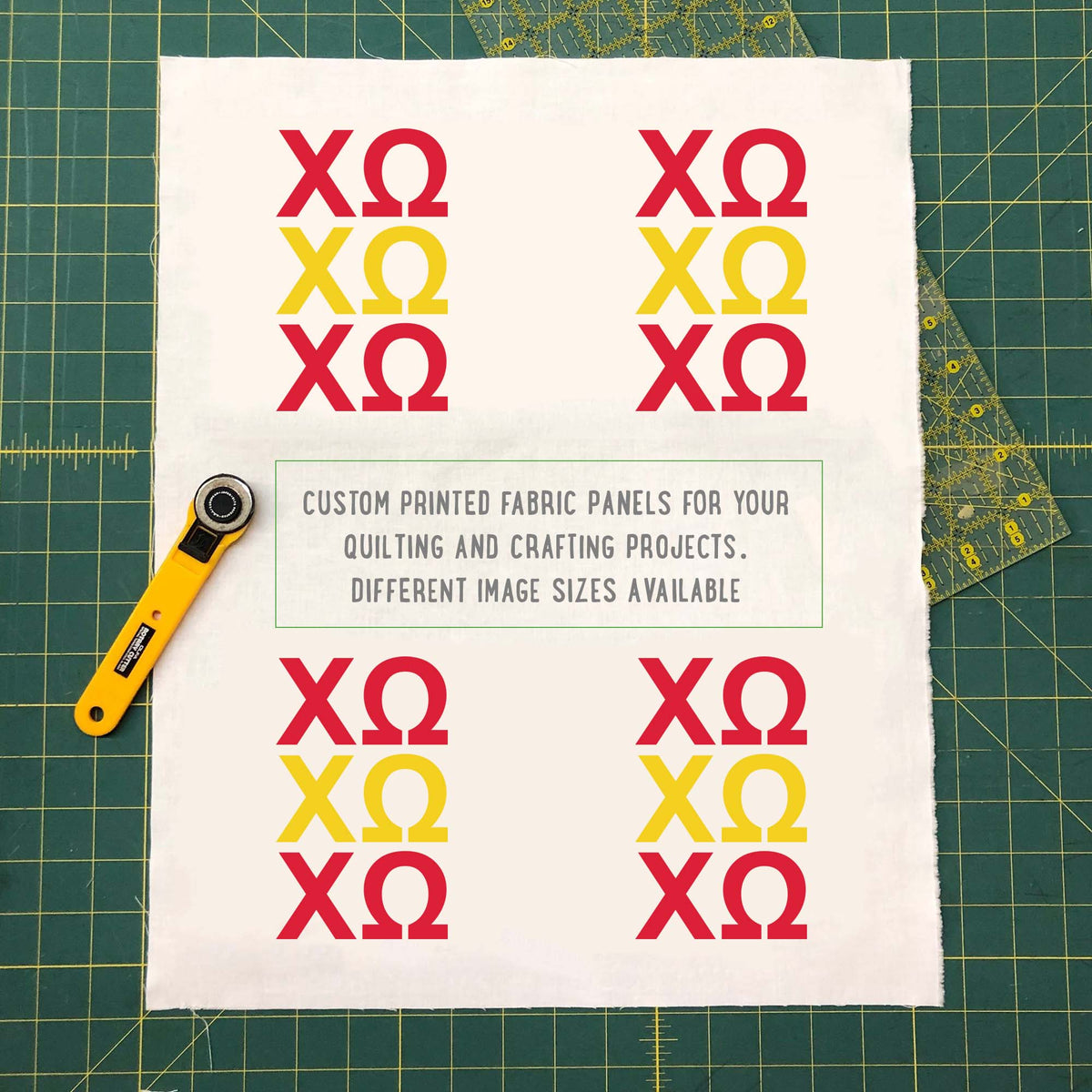 Chi Omega Quilt Square Fabric - XO Letters | Officially Licensed