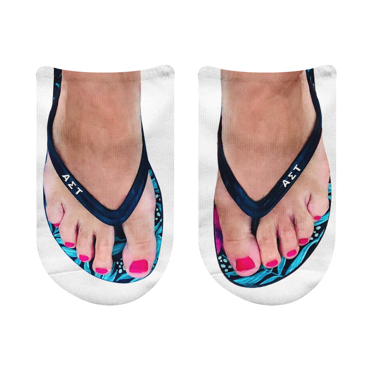 Alpha Sigma Tau Sorority Nick Name Flip Flop Footie Socks