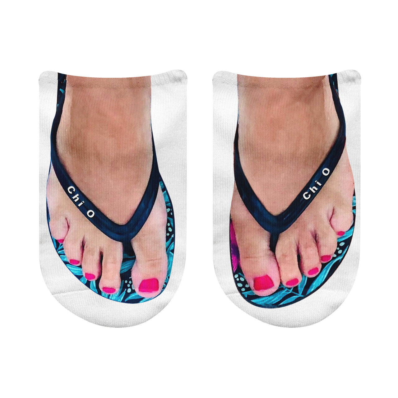 Chi Omega Sorority Nick Name Flip Flop Footie Socks