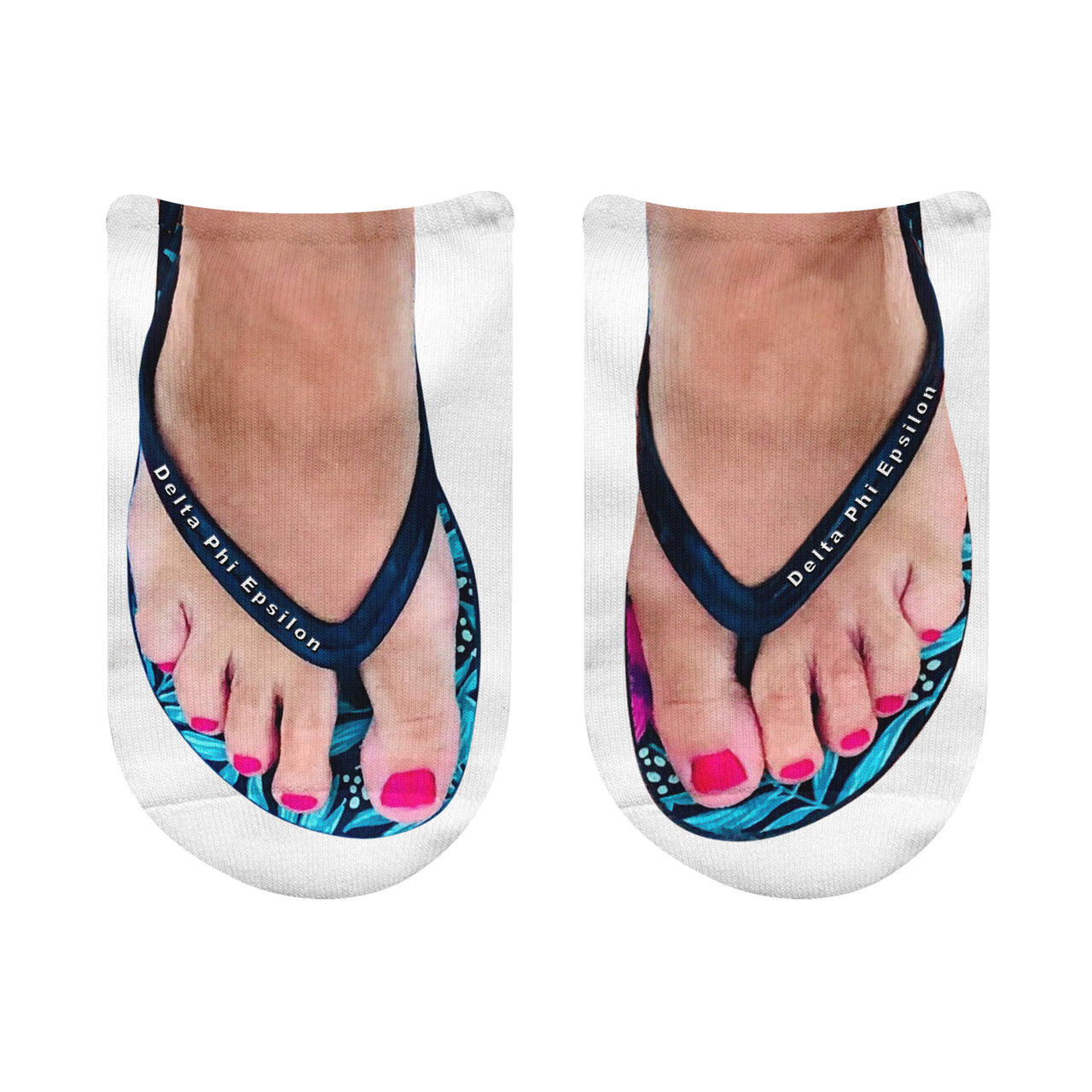 Delta Phi Epsilon Sorority Nick Name Flip Flop Footie Socks