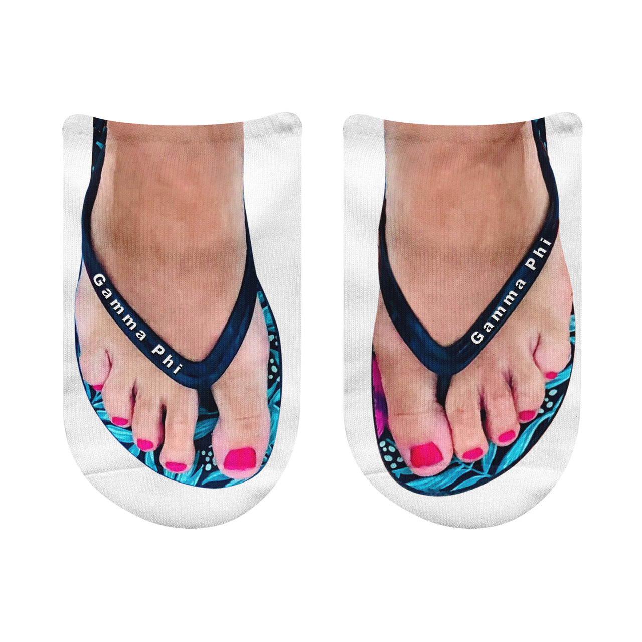 Gamma Phi Beta Sorority Nick Name Flip Flop Footie Socks