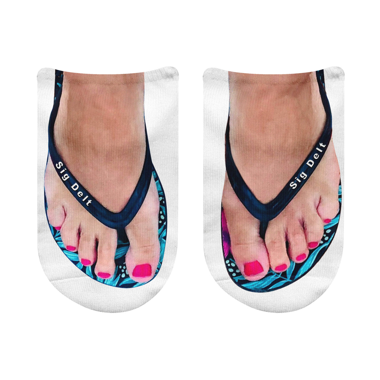 Sigma Delta Tau Sorority Nick Name Flip Flop Footie Socks