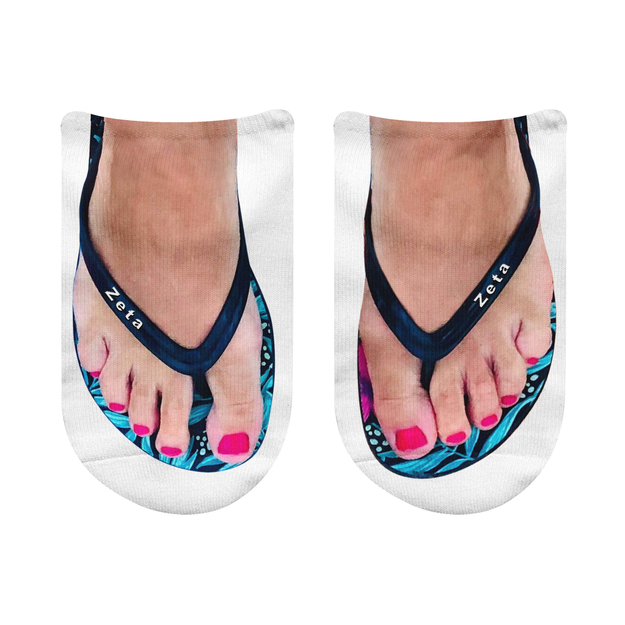 Zeta Tau Alpha Sorority Nick Name Flip Flop Footie Socks