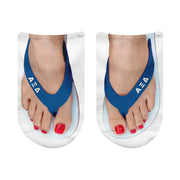 Alpha Xi Delta bright sorority strap no show socks with Greek lettering