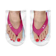 Delta Zeta bright strap sorority flip flop socks with Greek letters