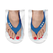 Theta Phi Alpha bright strap sorority flip flop illusion socks with letters