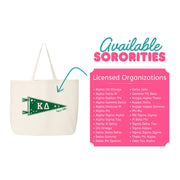 Size Large Collegiate Pennant sorority totes are available for all 26 NPC organizations.