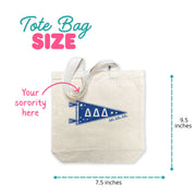 Size Medium canvas sorority tote bag size chart.