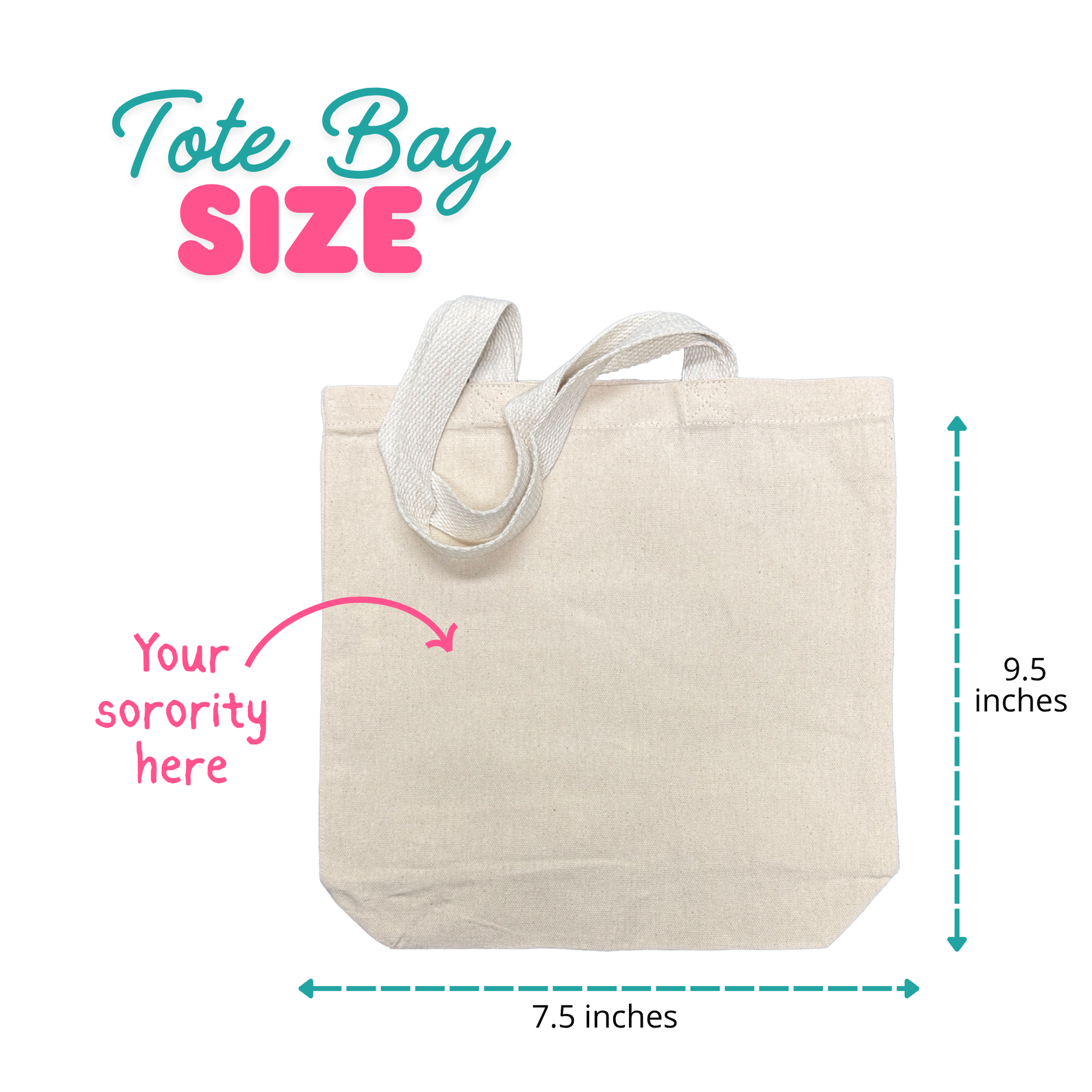 Medium tote bag size chart