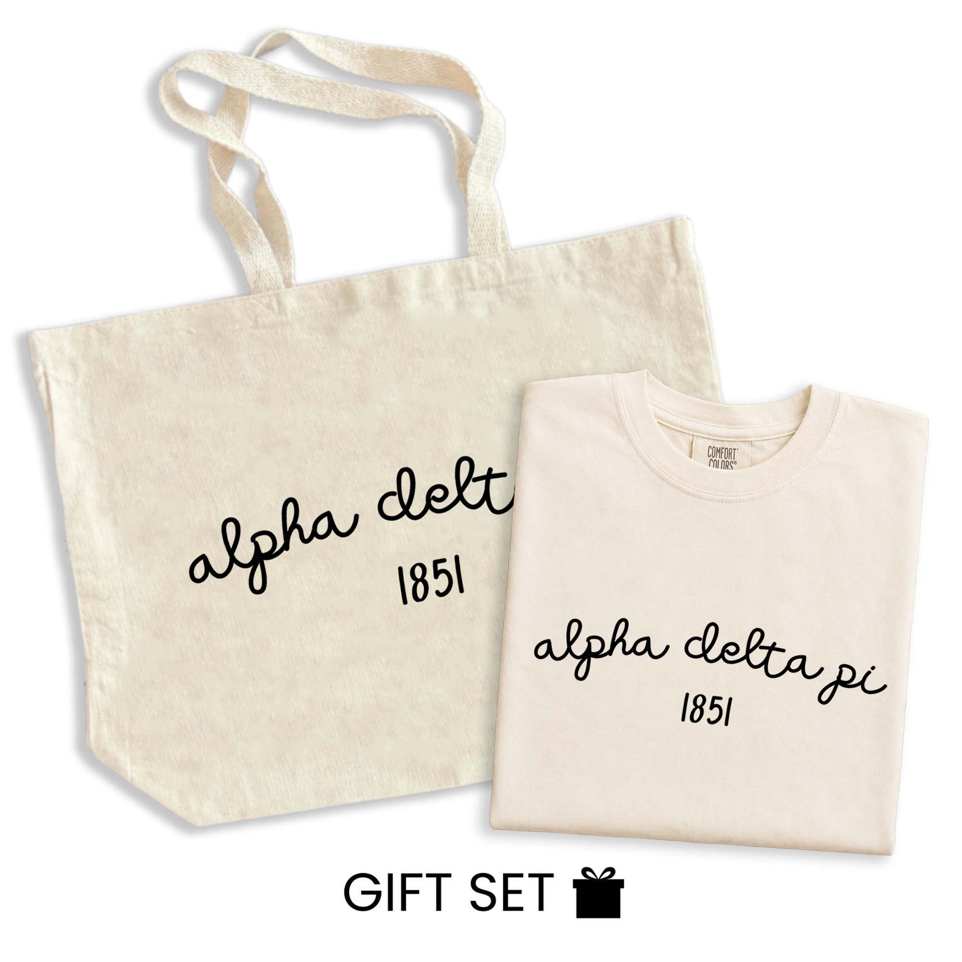 Alpha Delta Pi Tote Bag and Tshirt Gift Set