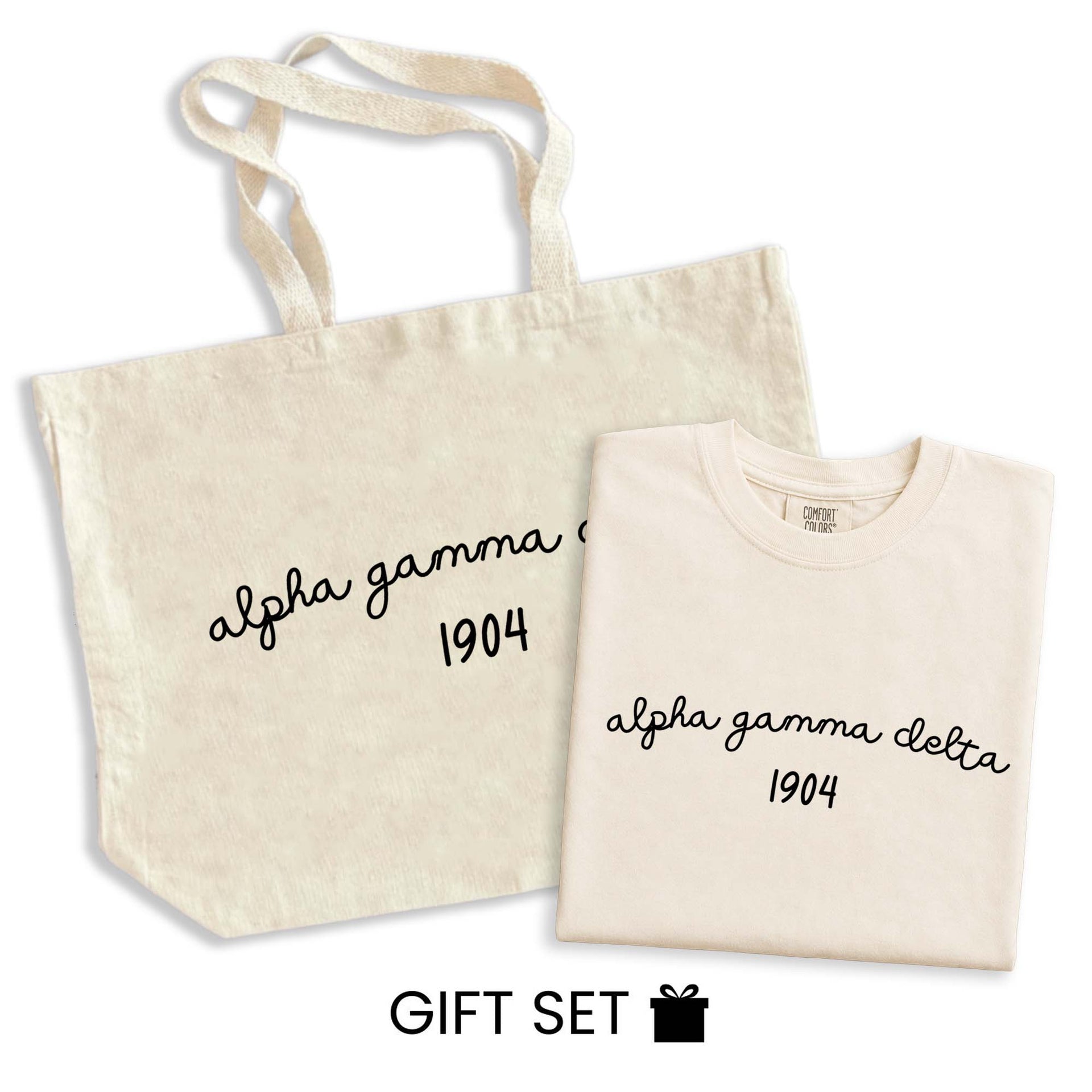 Alpha Gamma Delta Tote Bag and Tshirt Gift Set