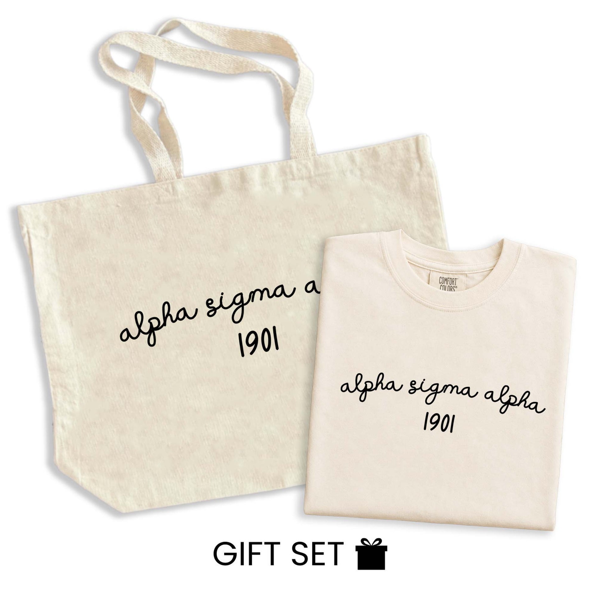 Alpha Sigma Alpha Tote Bag and Tshirt Gift Set
