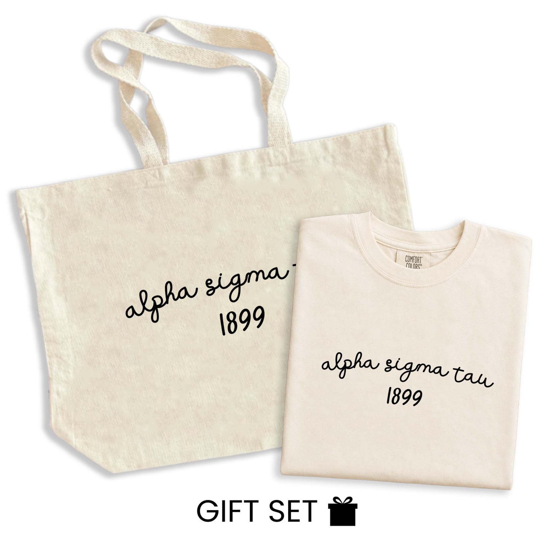 Alpha Sigma Tau Tote Bag and Tshirt Gift Set