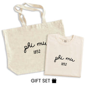 Phi Mu Tote Bag and Tshirt Gift Set