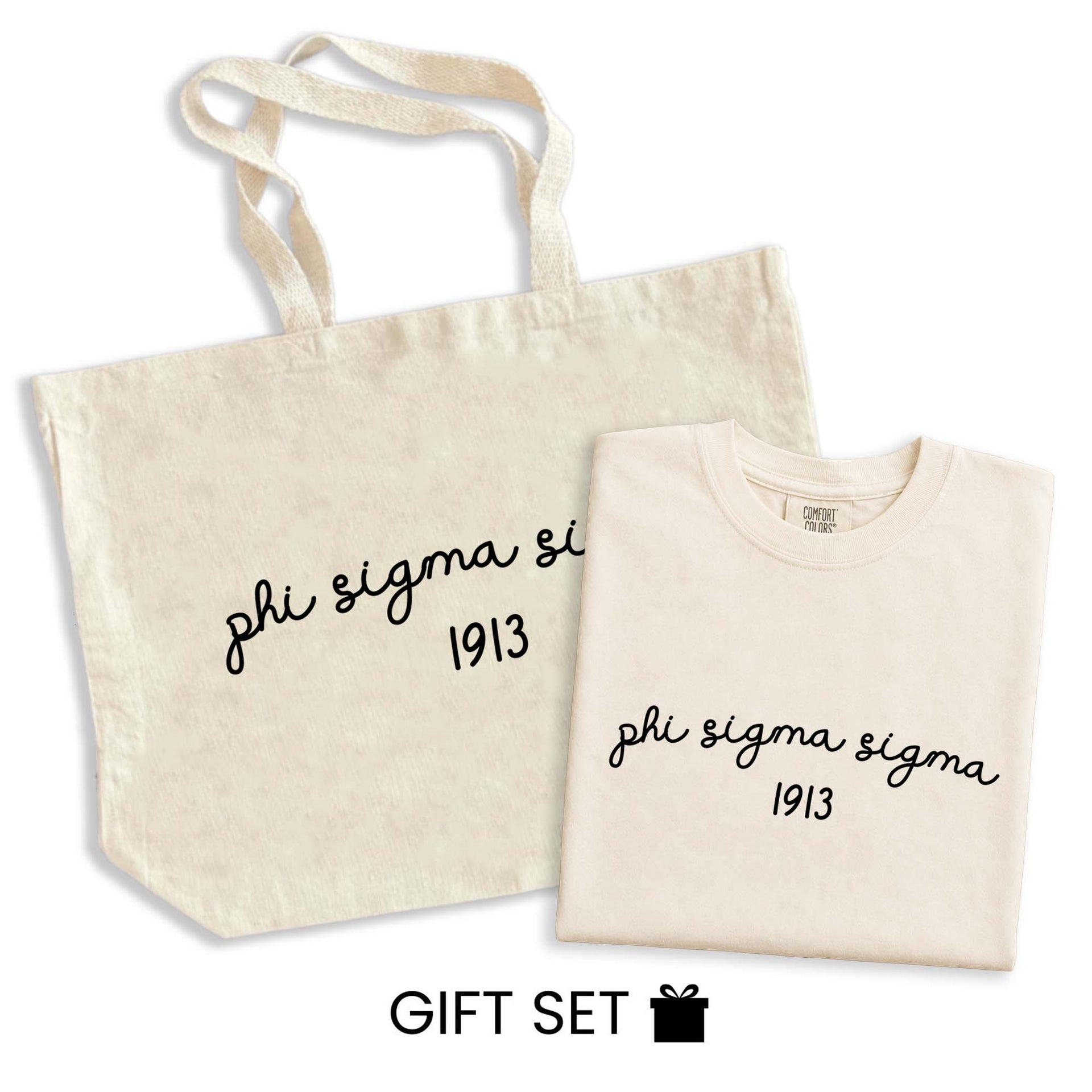 Phi Sigma Sigma Tote Bag and Tshirt Gift Set