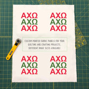 Chi Omega quilt square fabric. Officially Licensed, ready to sew and craft.
