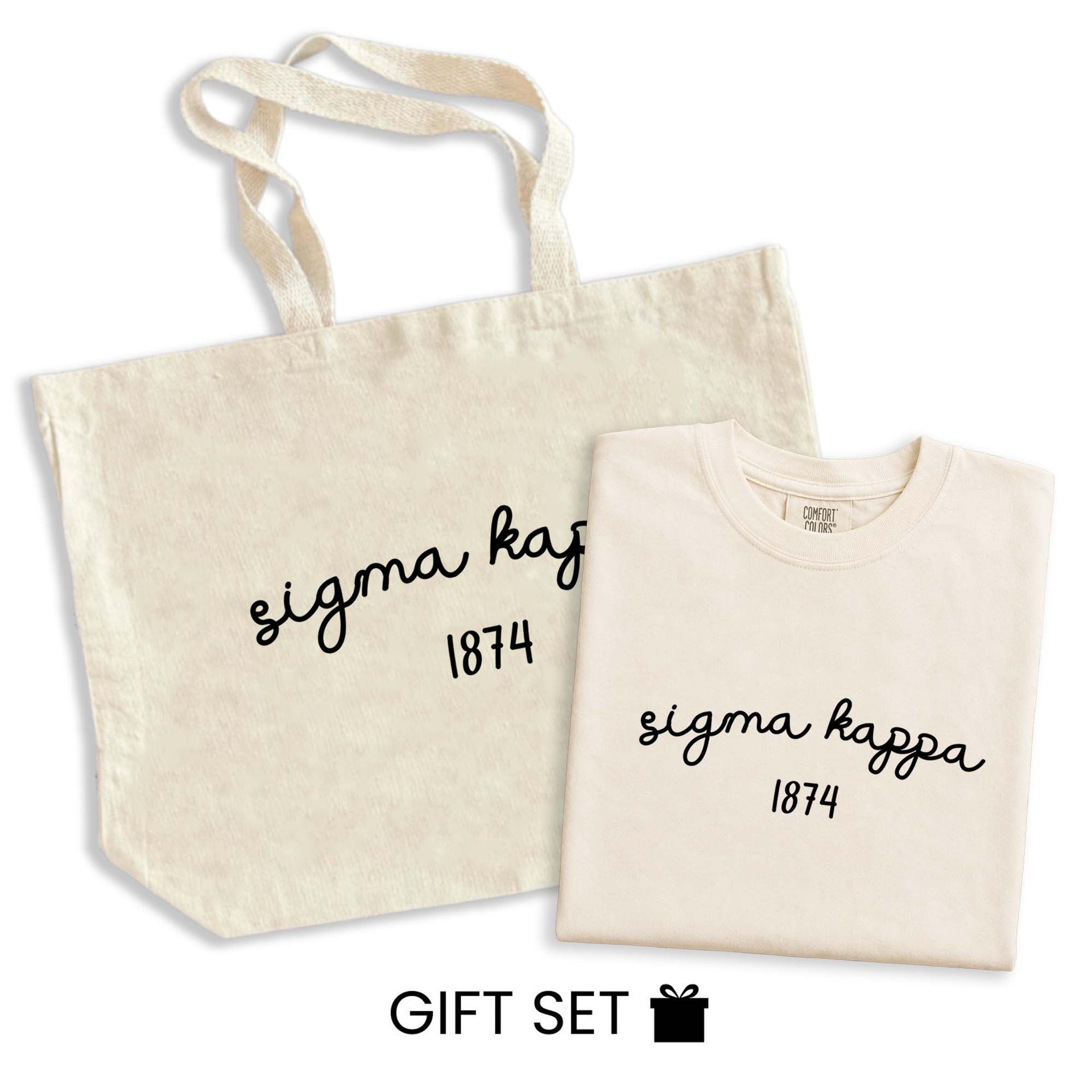 Sigma Kappa Tote Bag and Tshirt Gift Set