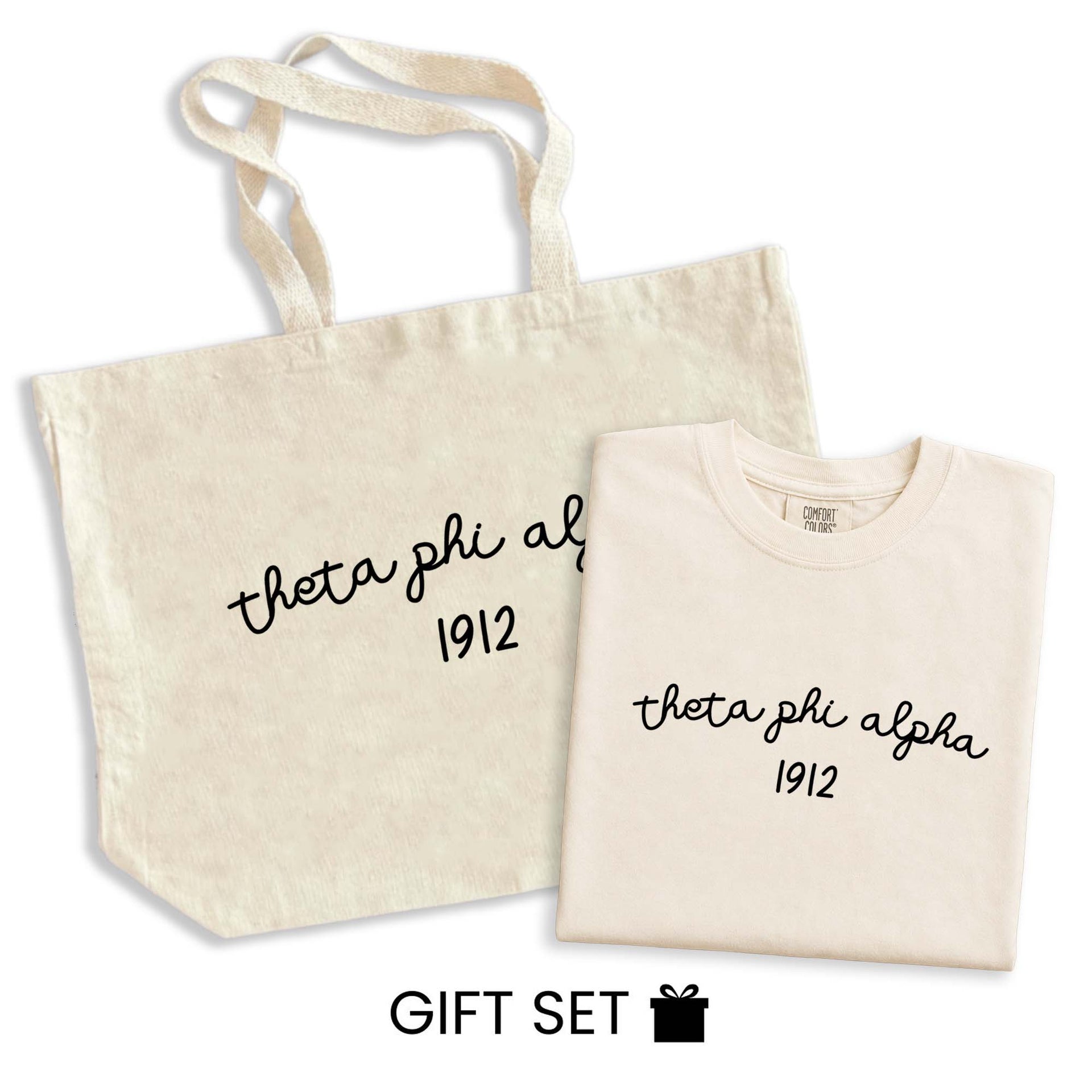 Theta Phi Alpha Tote Bag and Tshirt Gift Set