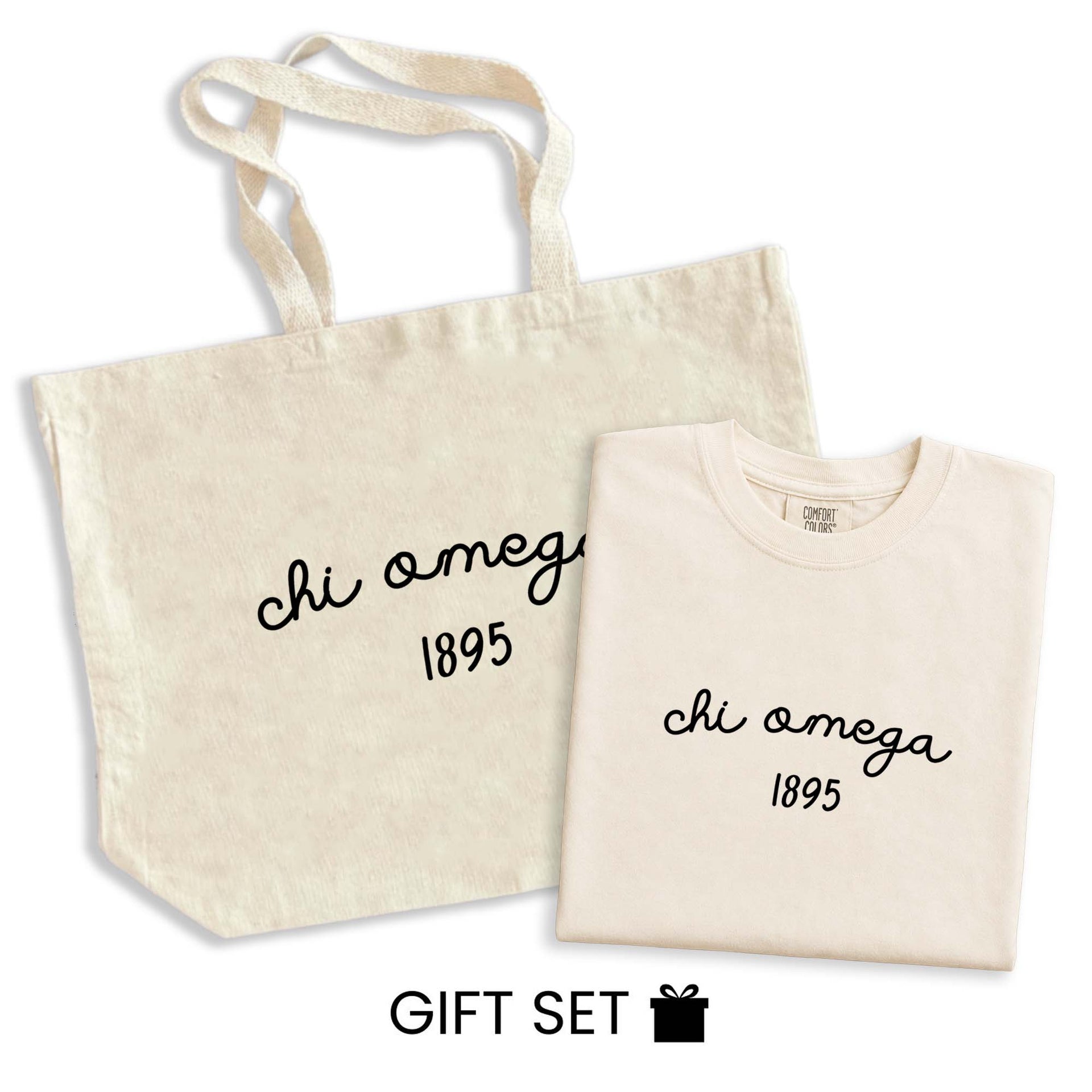 Chi Omega Tote Bag and Tshirt Gift Set