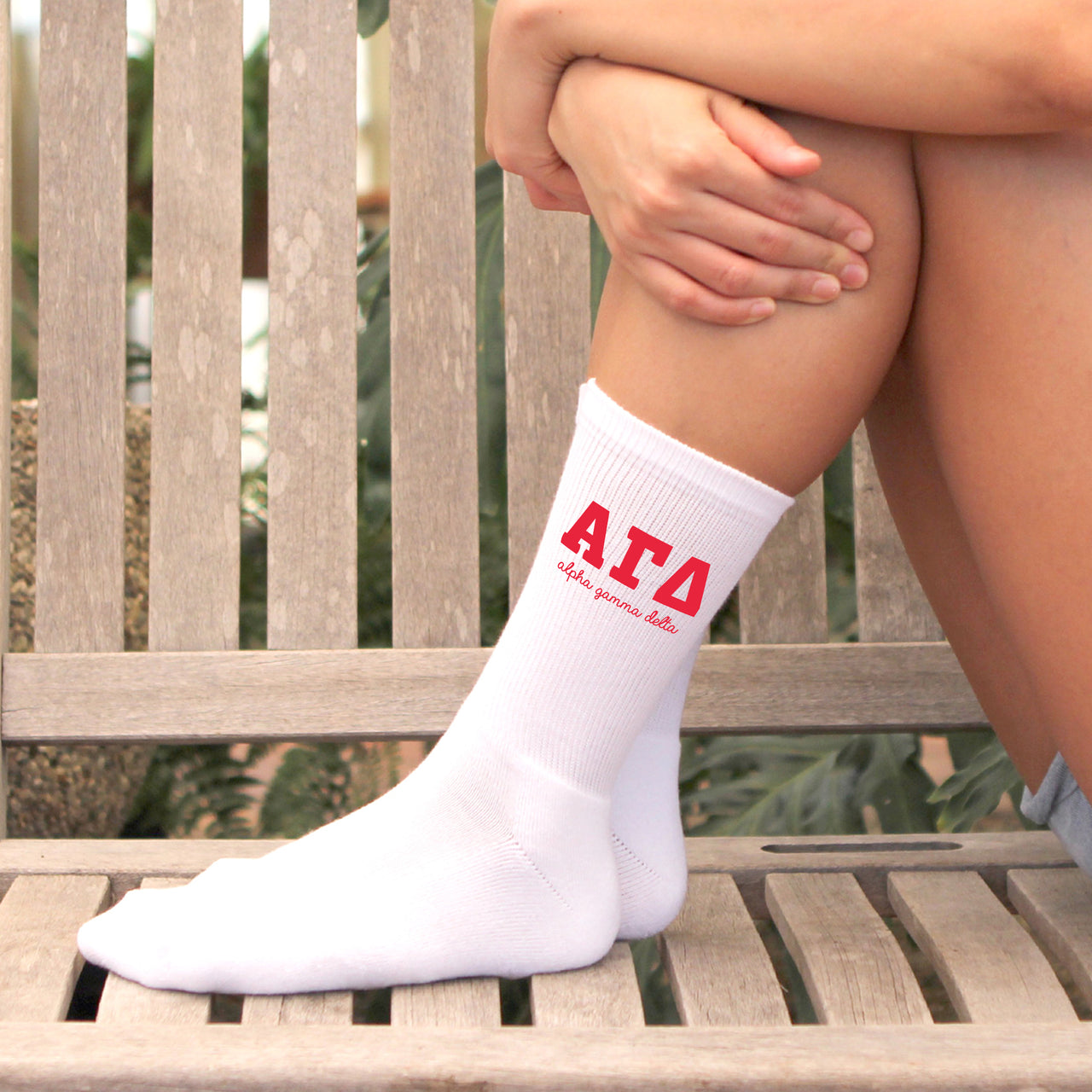 Alpha Gamma Delta Sorority Letters Crew Socks